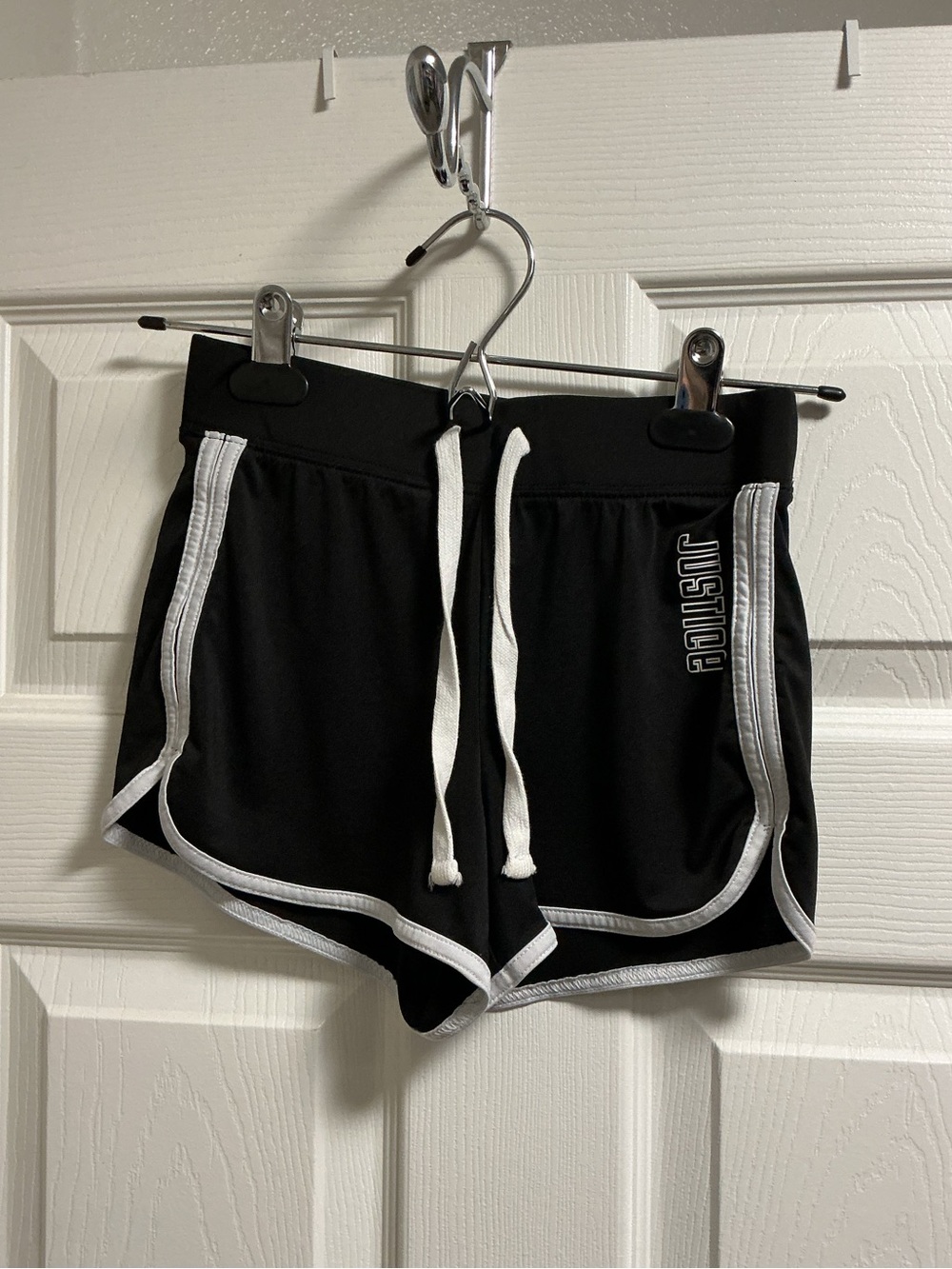 Justice Black Athletic Shorts with White Trim